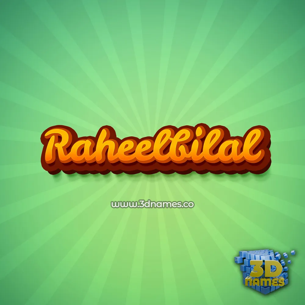 raheelbilal in Green Rays style - 3D name wallpaper