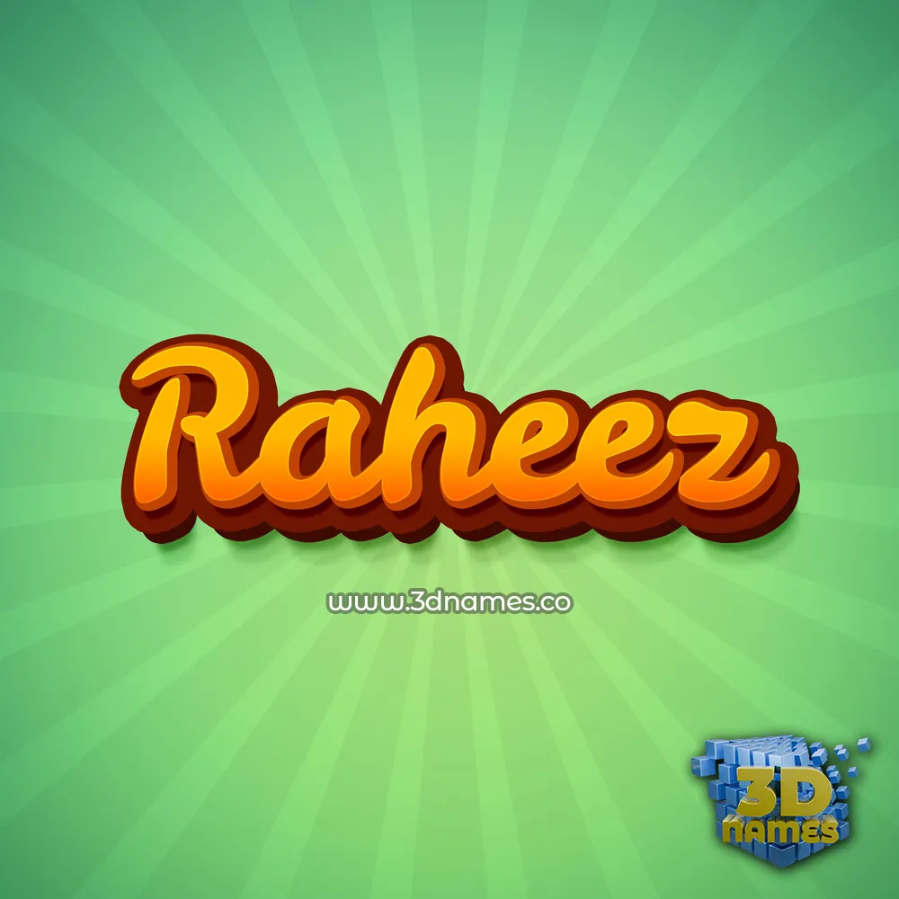 raheez in Green Rays style - 3D name wallpaper