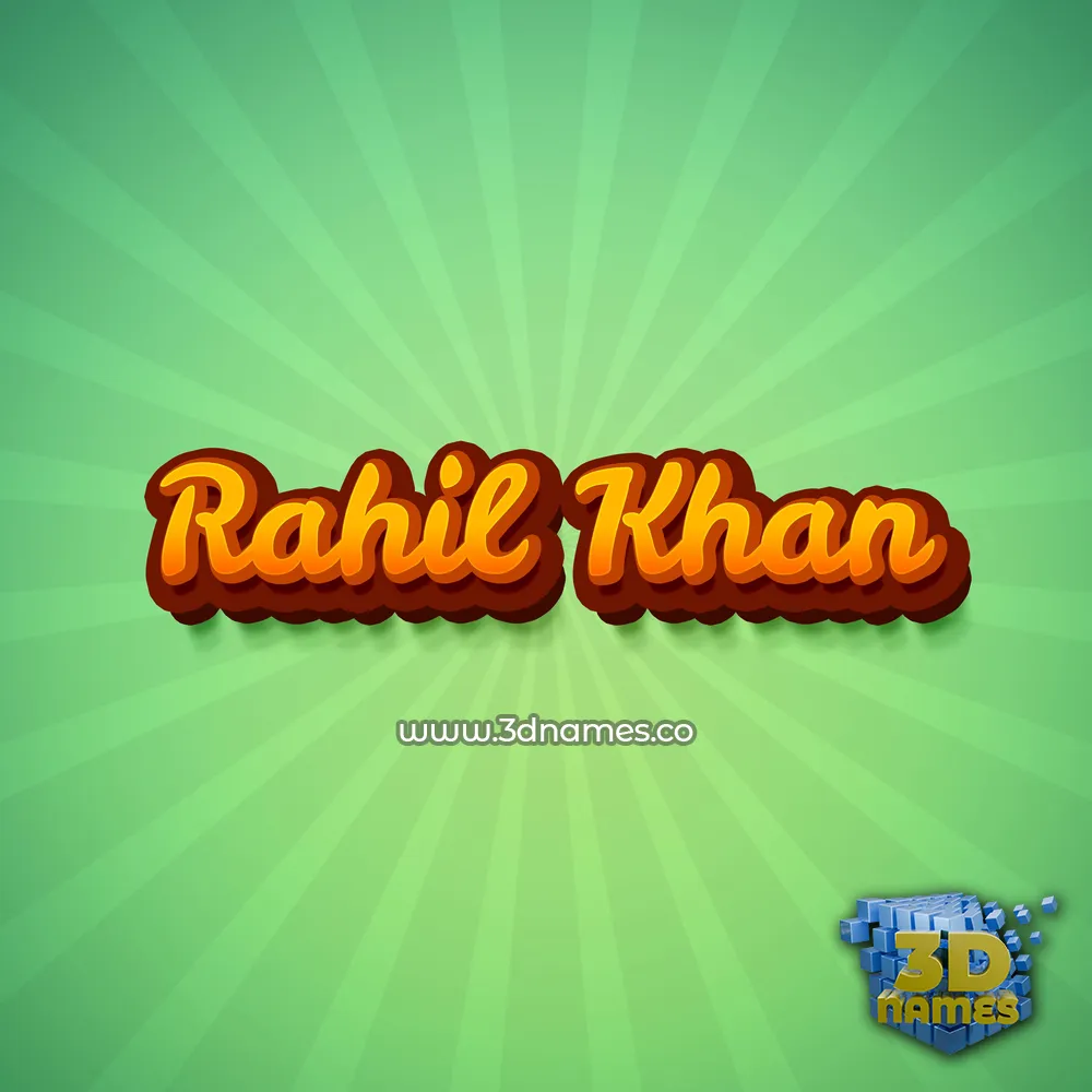 rahil khan in Green Rays style - 3D name wallpaper