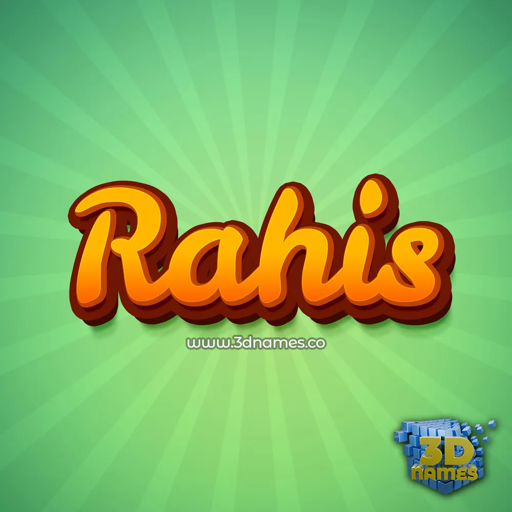 rahis in Green Rays style - 3D name wallpaper