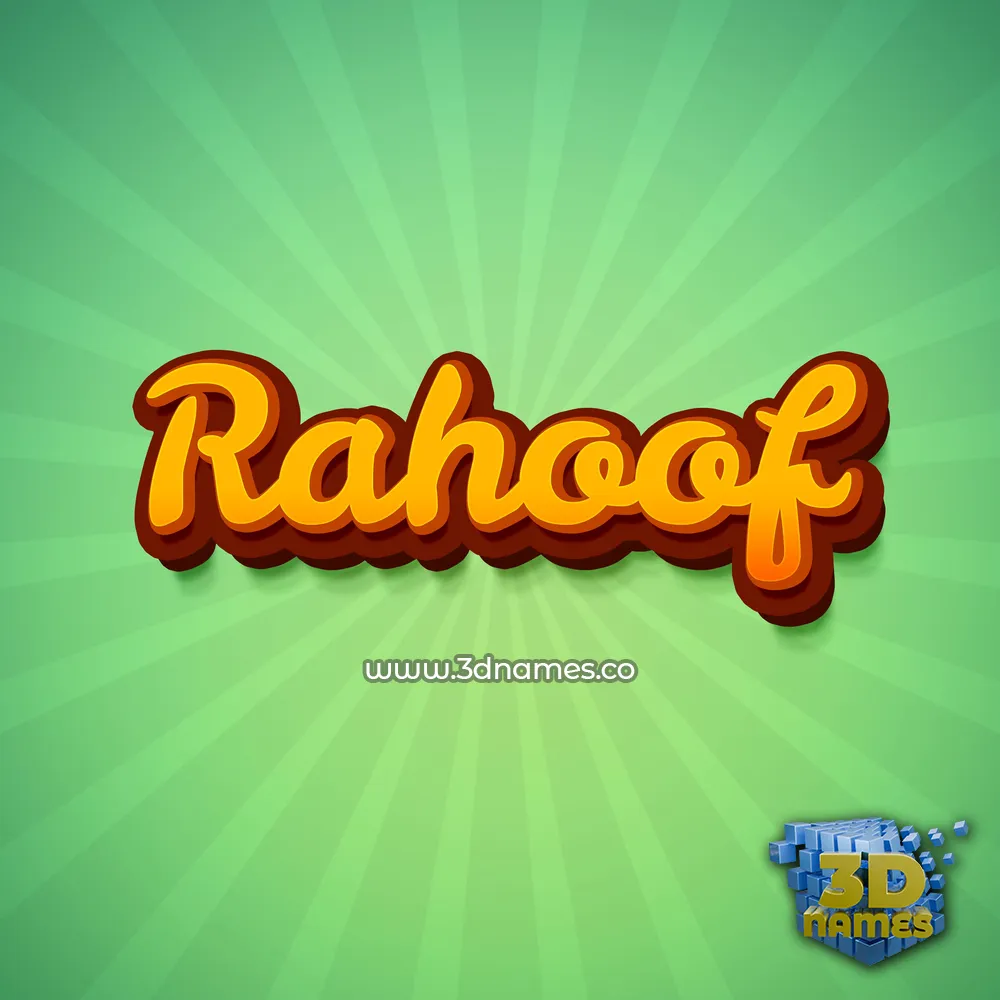 rahoof in Green Rays style - 3D name wallpaper