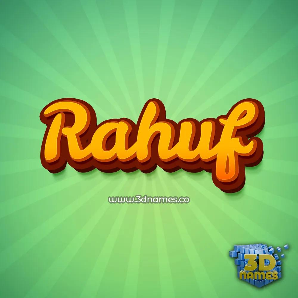 rahuf in Green Rays style - 3D name wallpaper