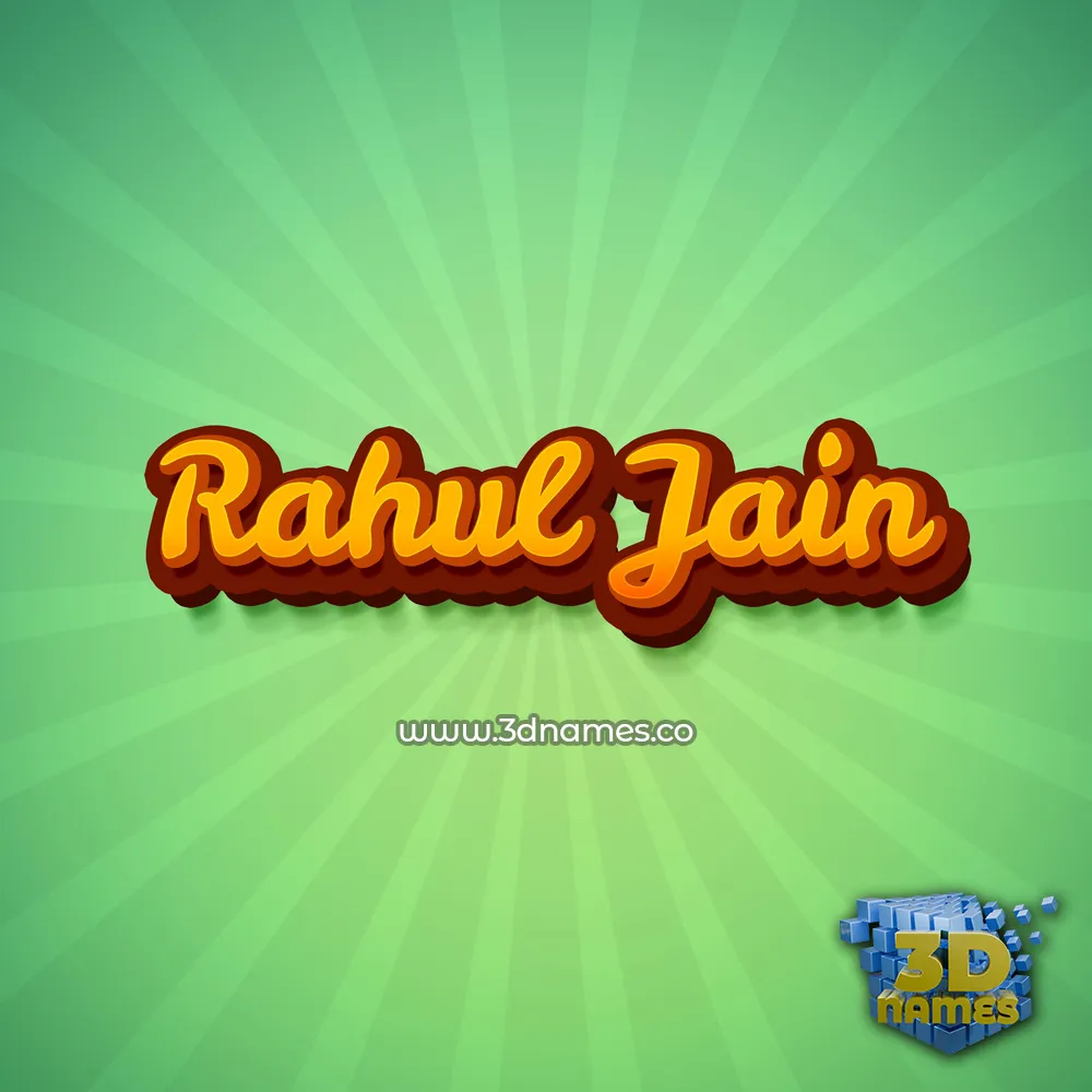 rahul jain in Green Rays style - 3D name wallpaper