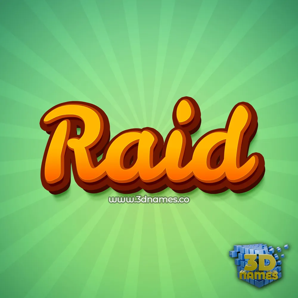 raid in Green Rays style - 3D name wallpaper
