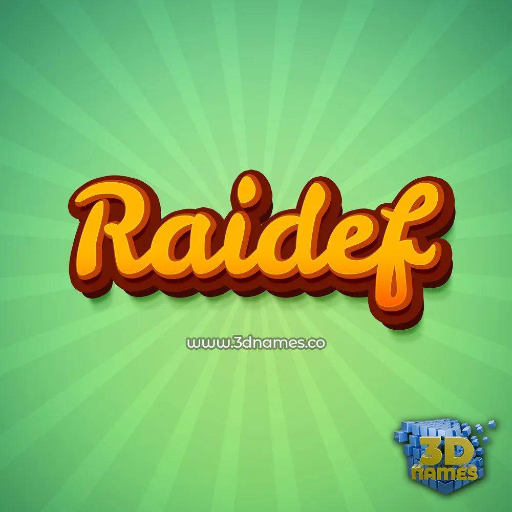 raidef in Green Rays style - 3D name wallpaper