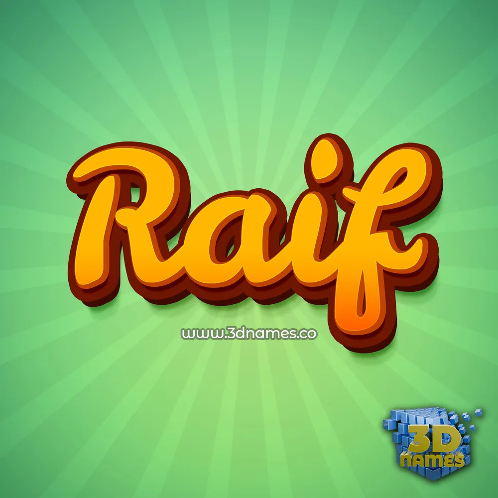 raif in Green Rays style - 3D name wallpaper
