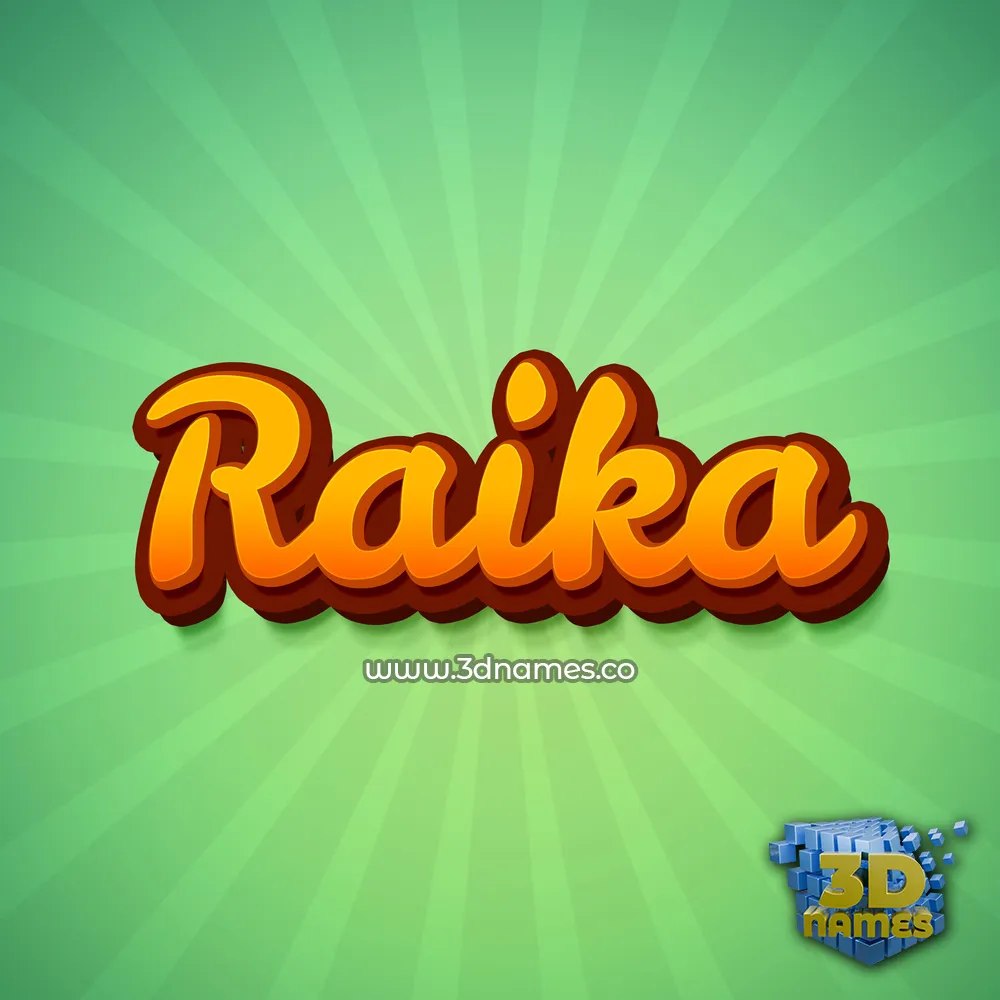 raika in Green Rays style - 3D name wallpaper