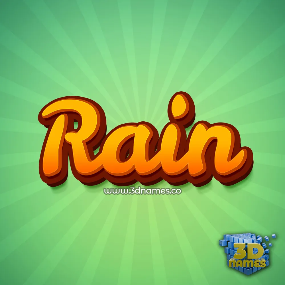 rain in Green Rays style - 3D name wallpaper