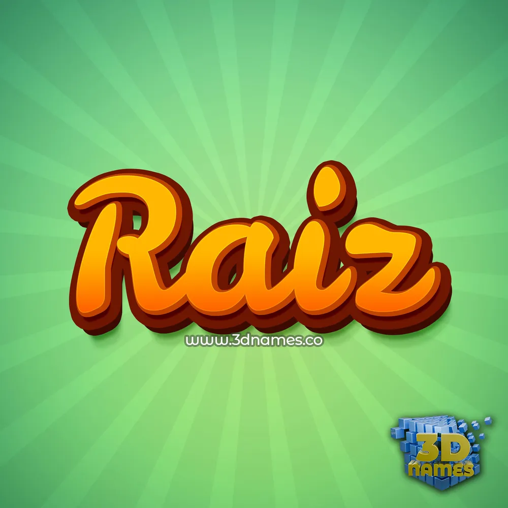 raiz in Green Rays style - 3D name wallpaper