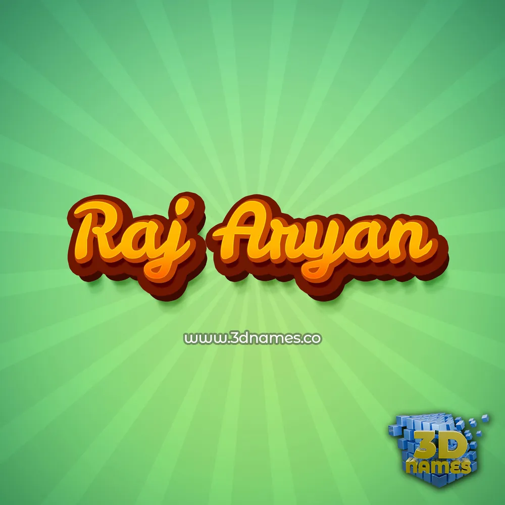 raj aryan in Green Rays style - 3D name wallpaper