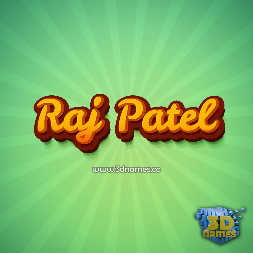 raj patel in Green Rays style - 3D name wallpaper