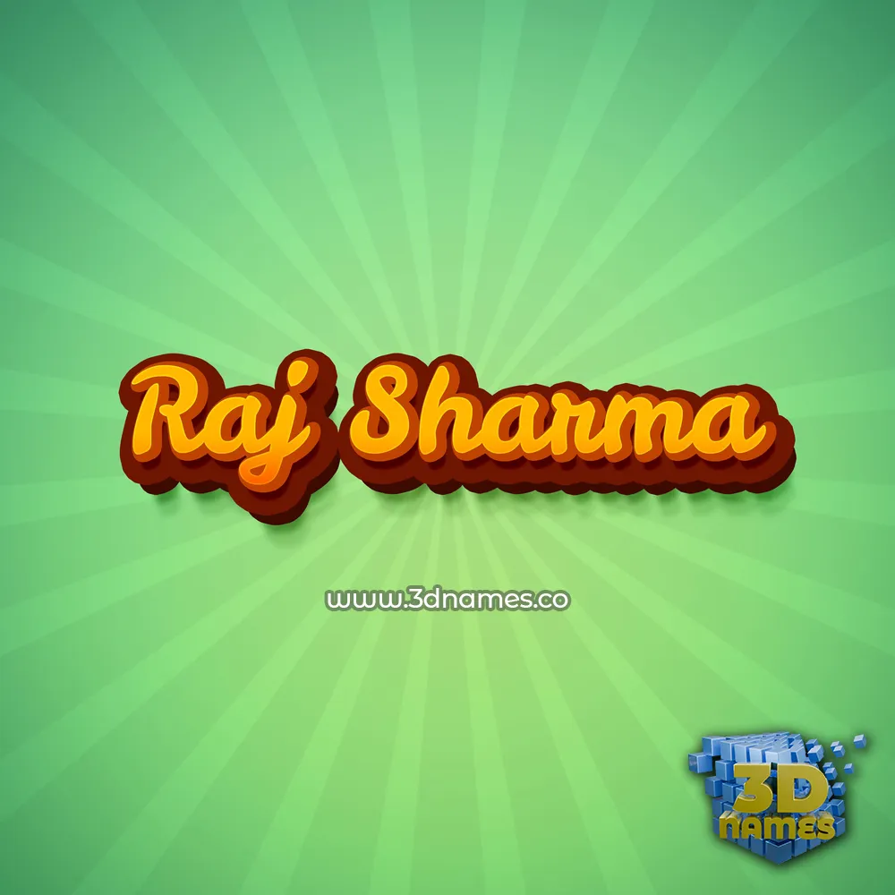raj sharma in Green Rays style - 3D name wallpaper