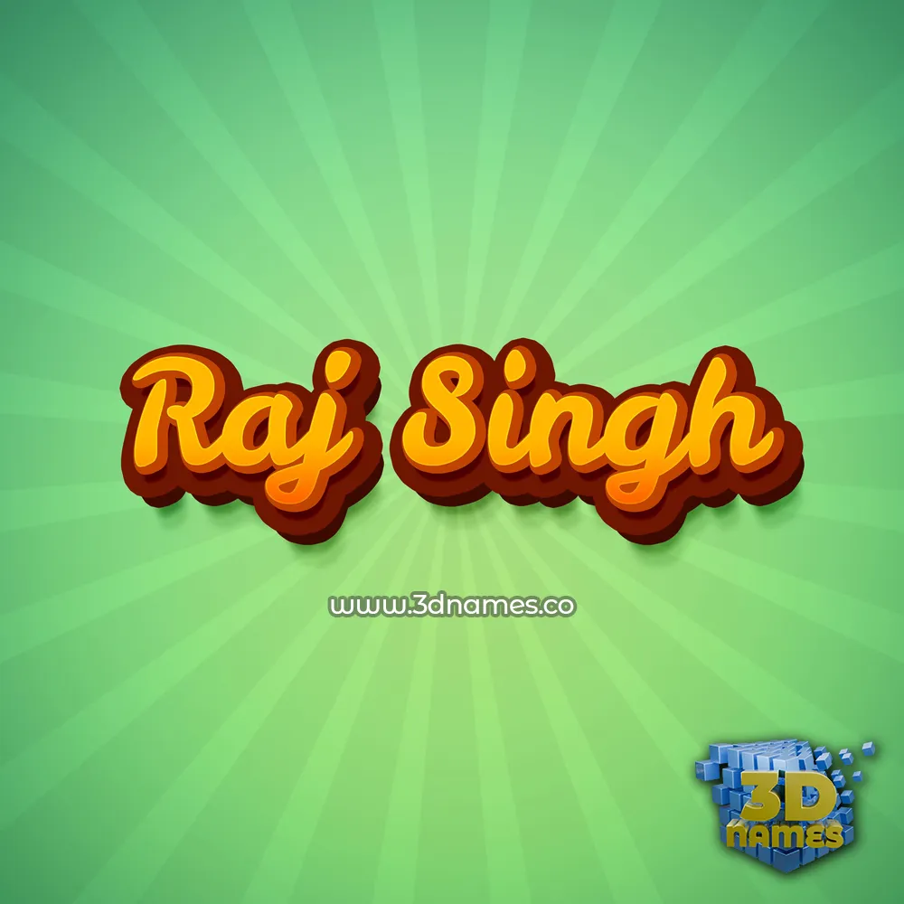 raj singh in Green Rays style - 3D name wallpaper