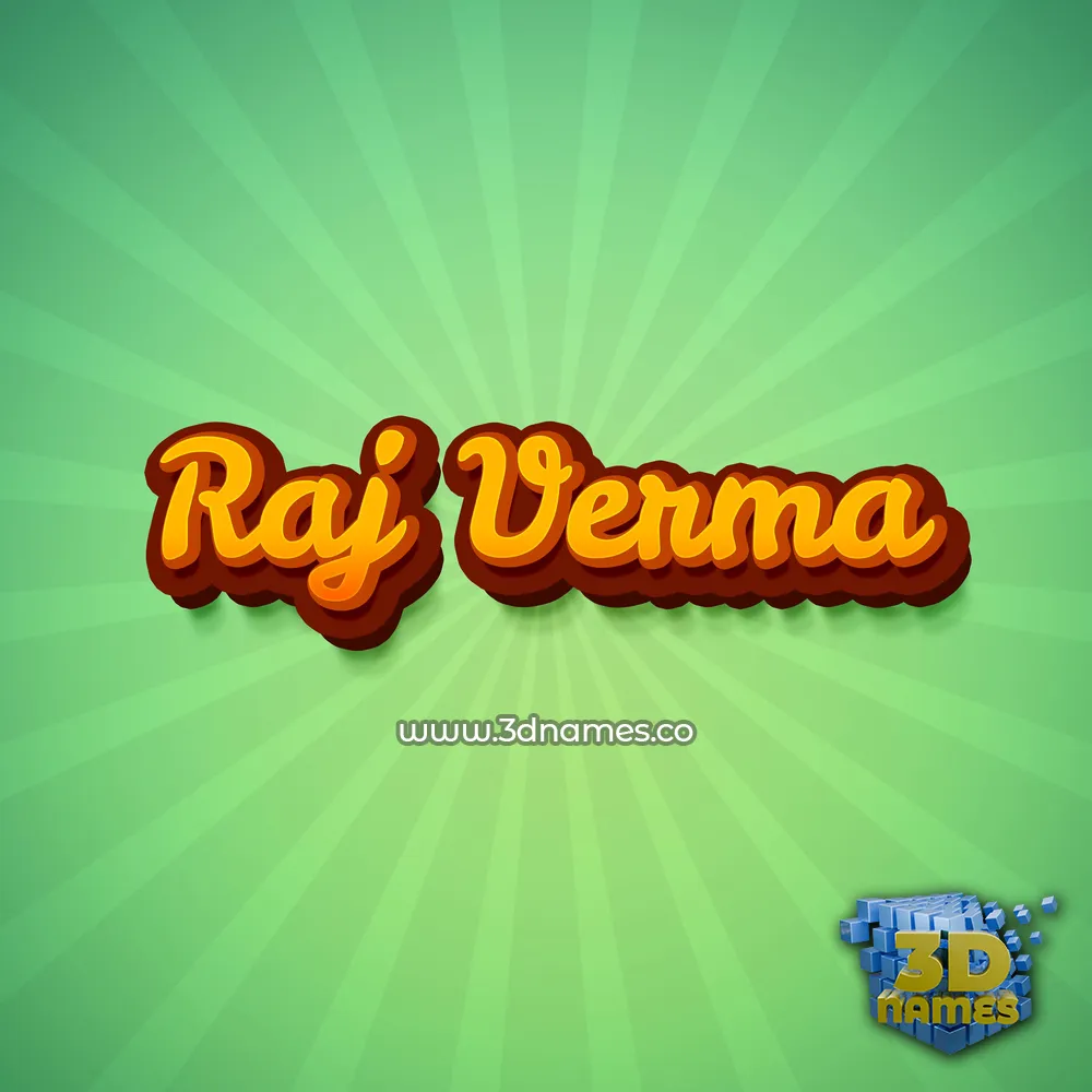 raj verma in Green Rays style - 3D name wallpaper