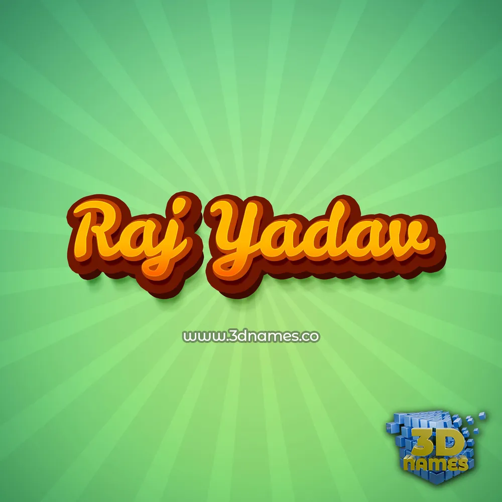 raj yadav in Green Rays style - 3D name wallpaper