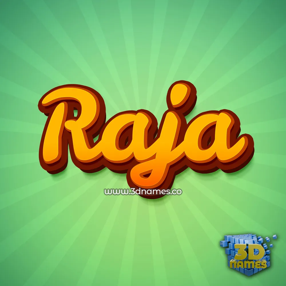 raja in Green Rays style - 3D name wallpaper