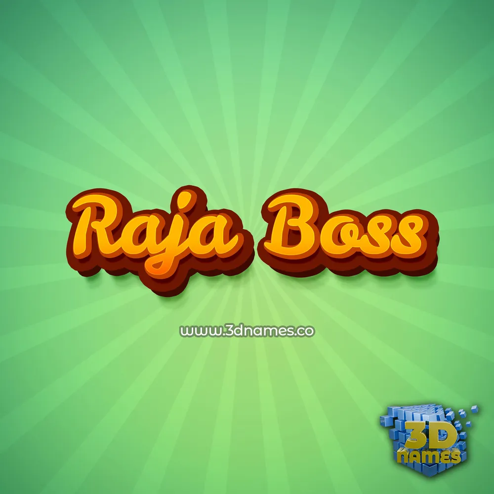 raja boss in Green Rays style - 3D name wallpaper