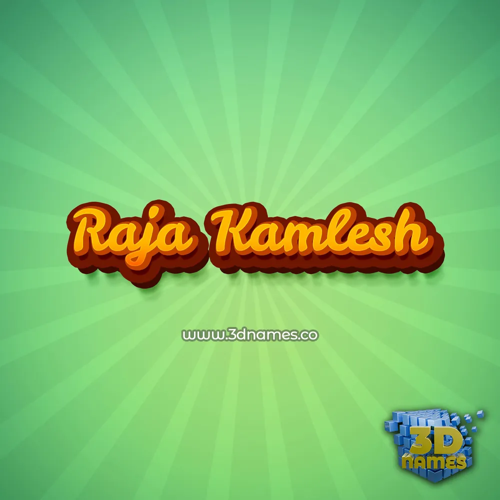 raja kamlesh in Green Rays style - 3D name wallpaper