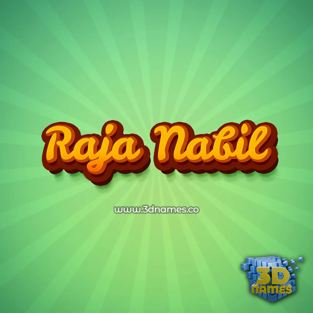 raja nabil in Green Rays style - 3D name wallpaper
