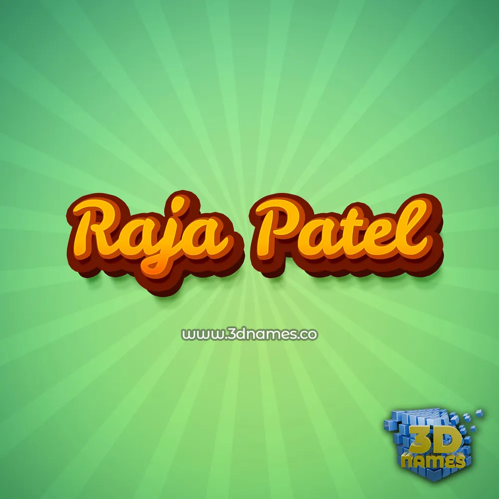 raja patel in Green Rays style - 3D name wallpaper