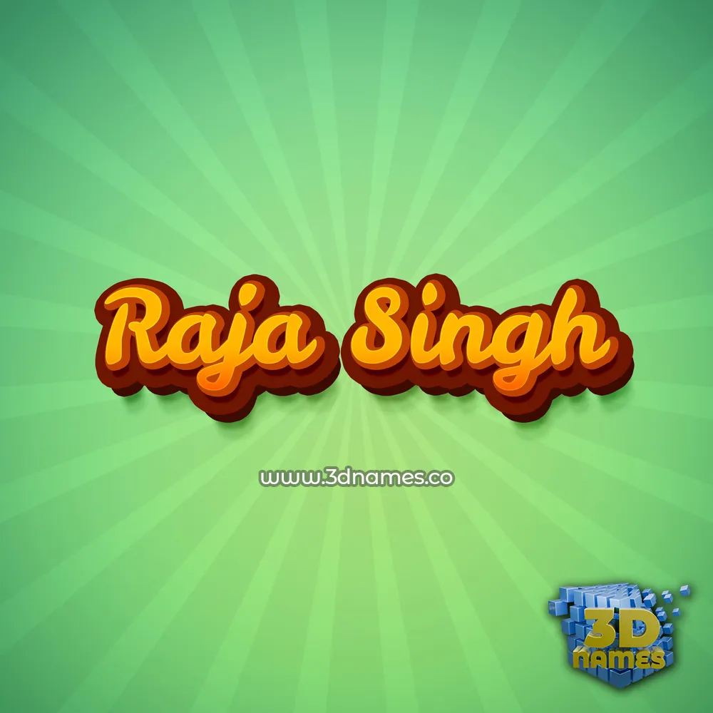 raja singh in Green Rays style - 3D name wallpaper