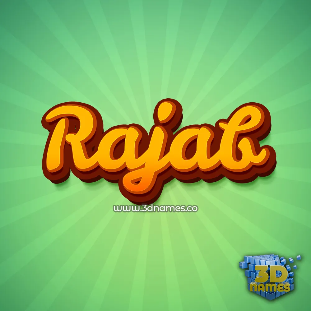 rajab in Green Rays style - 3D name wallpaper