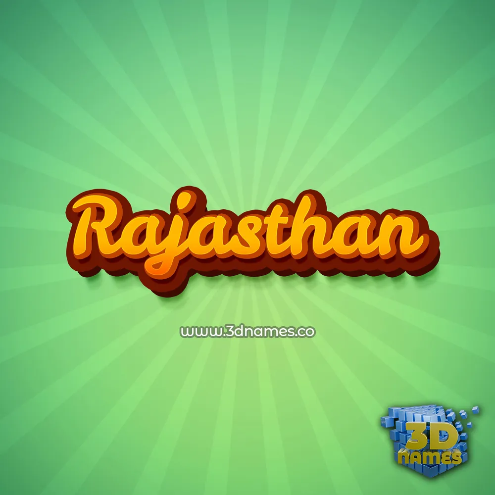 rajasthan in Green Rays style - 3D name wallpaper