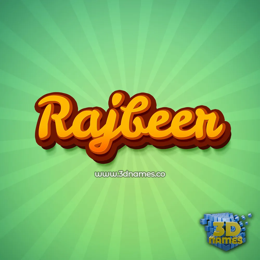 rajbeer in Green Rays style - 3D name wallpaper