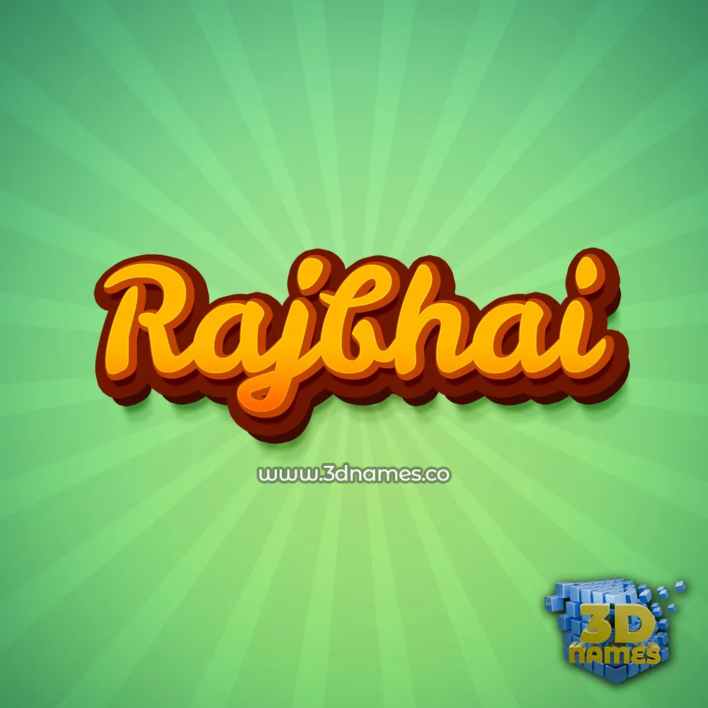 rajbhai in Green Rays style - 3D name wallpaper
