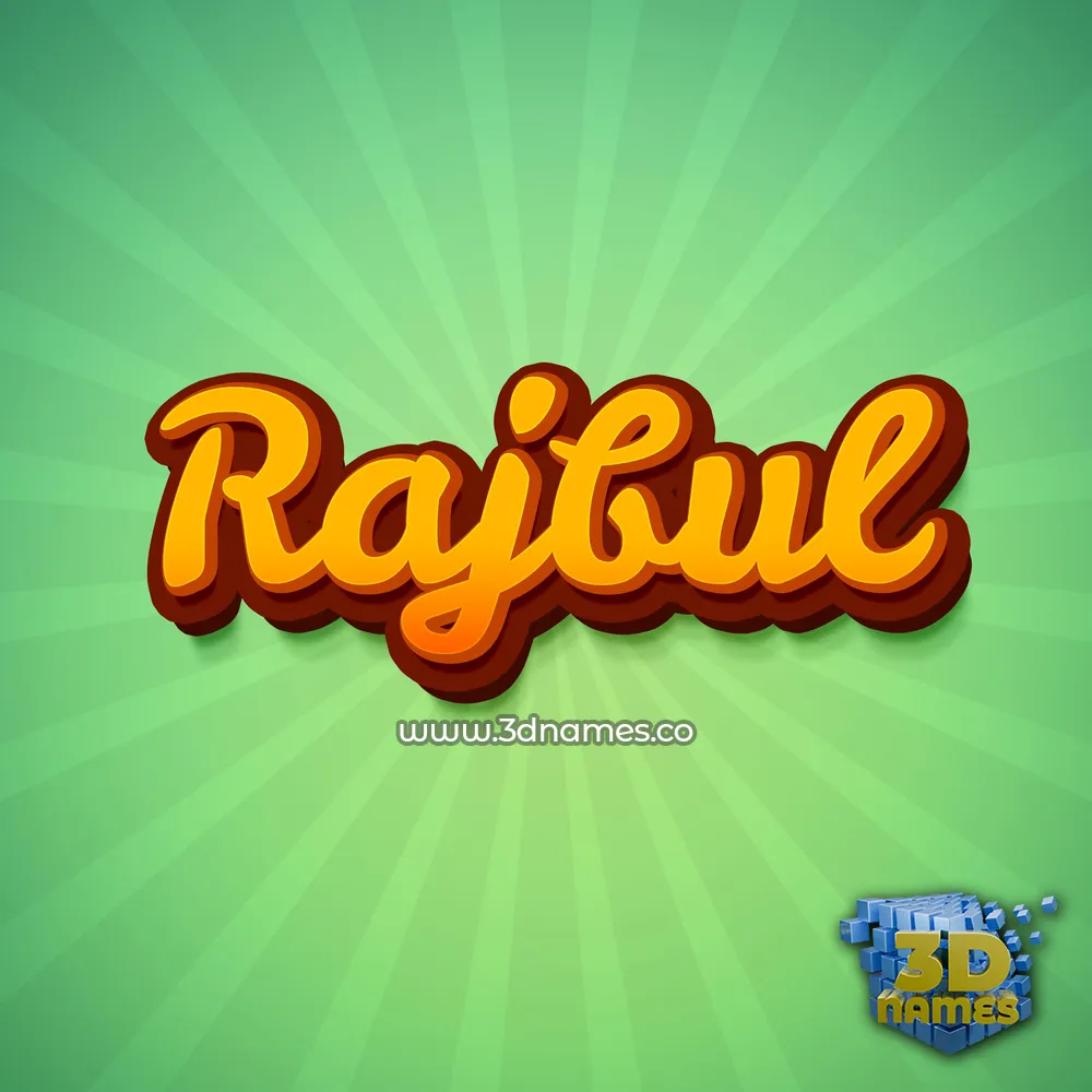 rajbul in Green Rays style - 3D name wallpaper