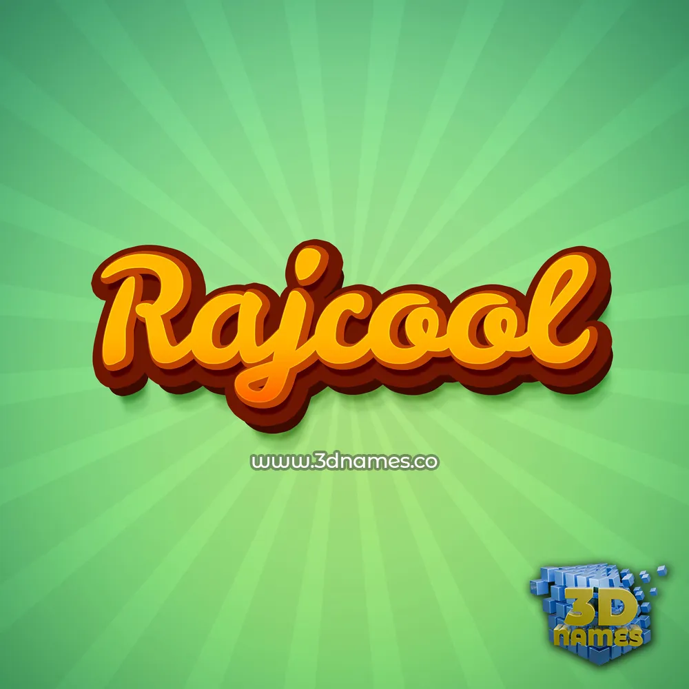 rajcool in Green Rays style - 3D name wallpaper