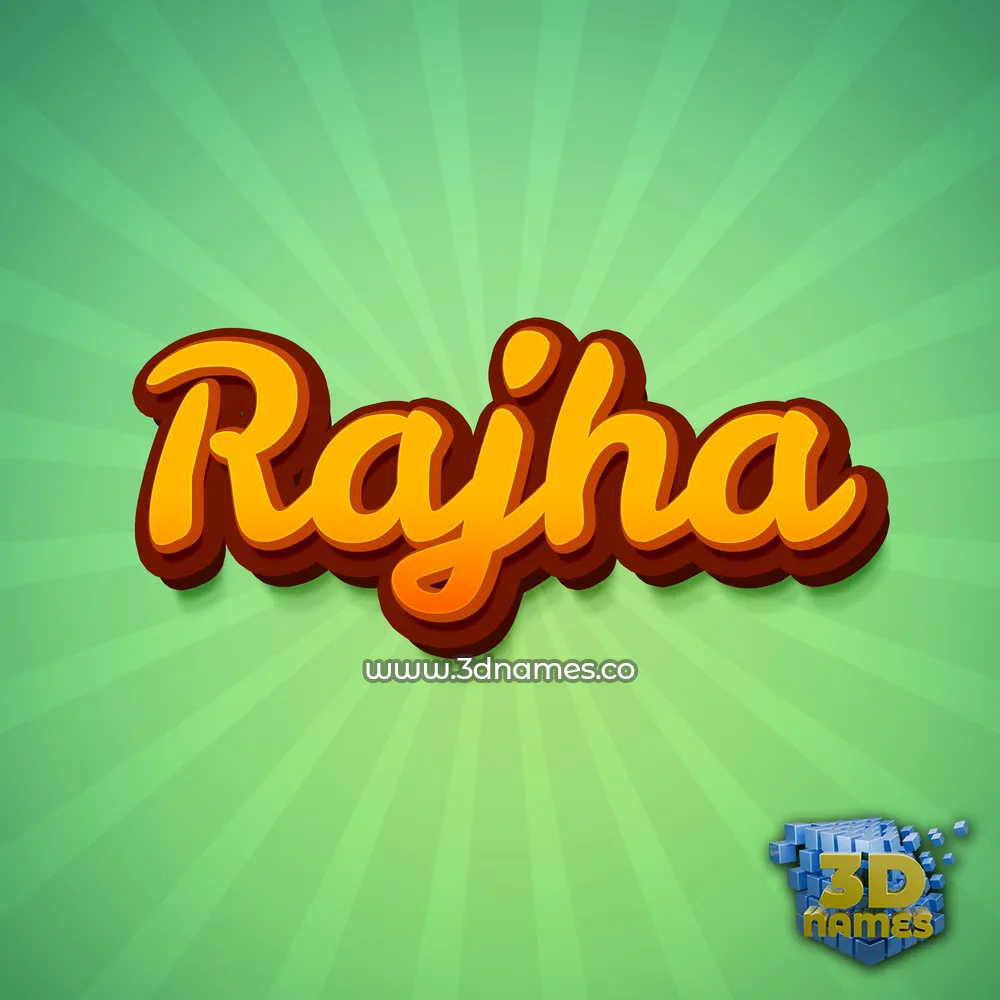 rajha in Green Rays style - 3D name wallpaper