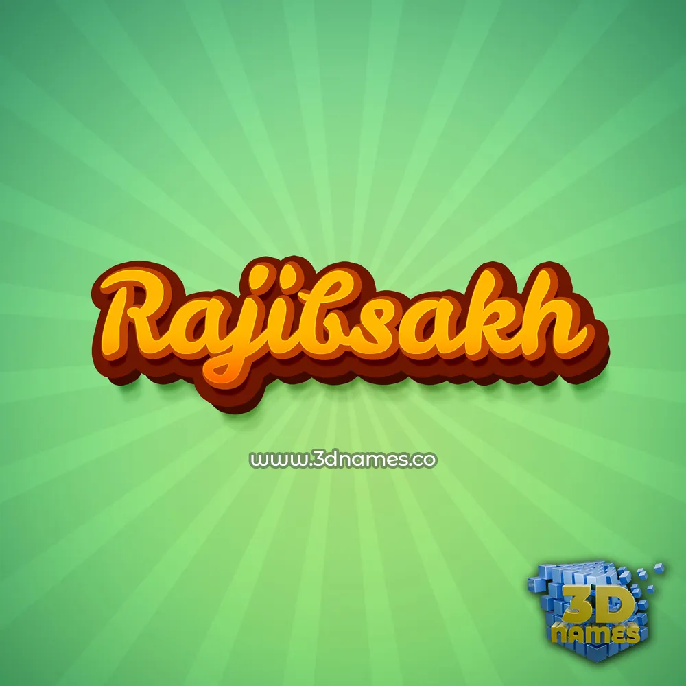rajibsakh in Green Rays style - 3D name wallpaper
