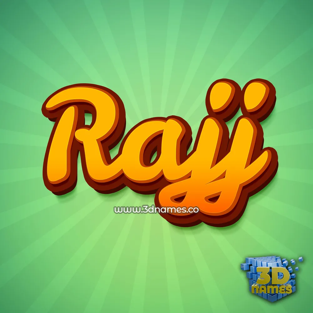 rajj in Green Rays style - 3D name wallpaper