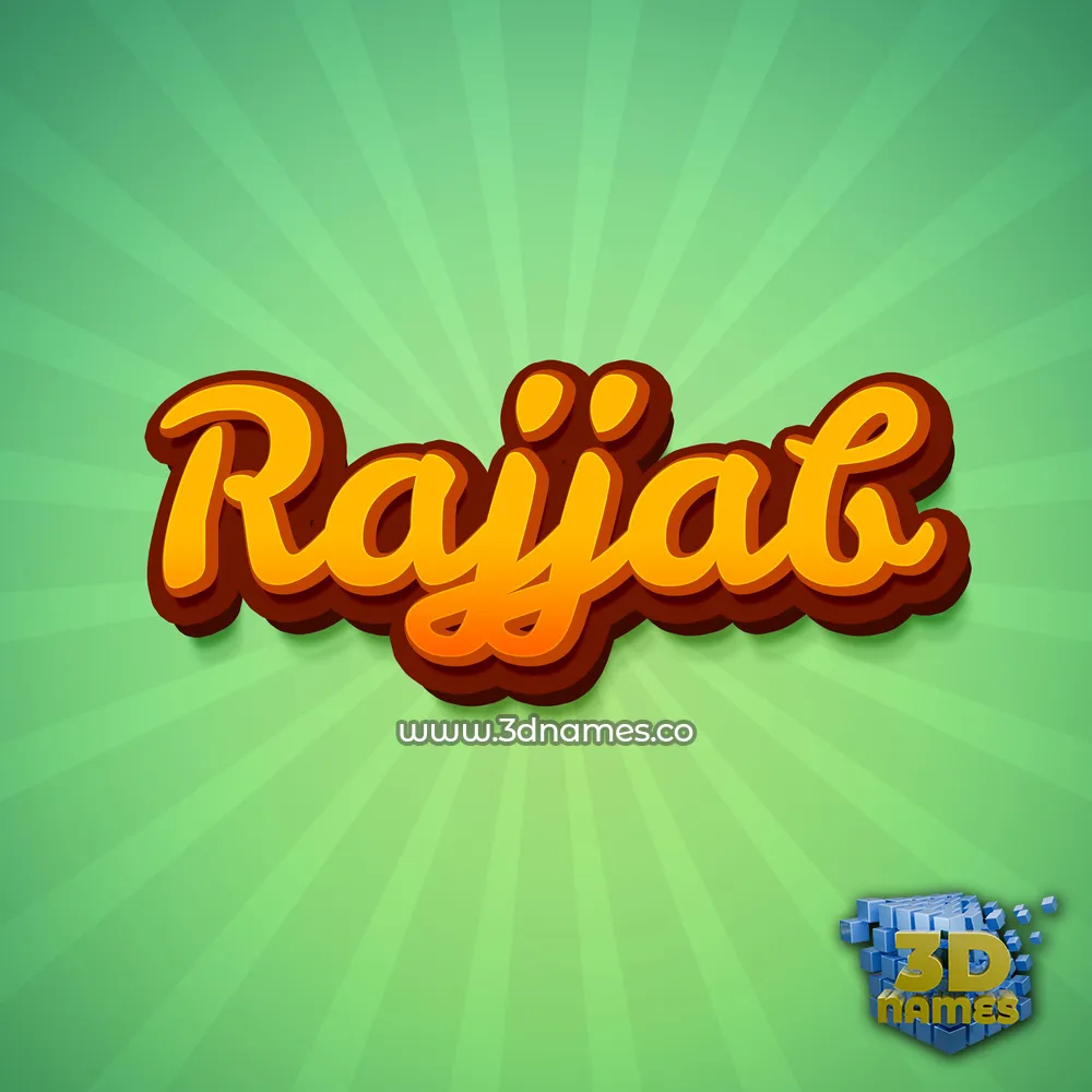 rajjab in Green Rays style - 3D name wallpaper