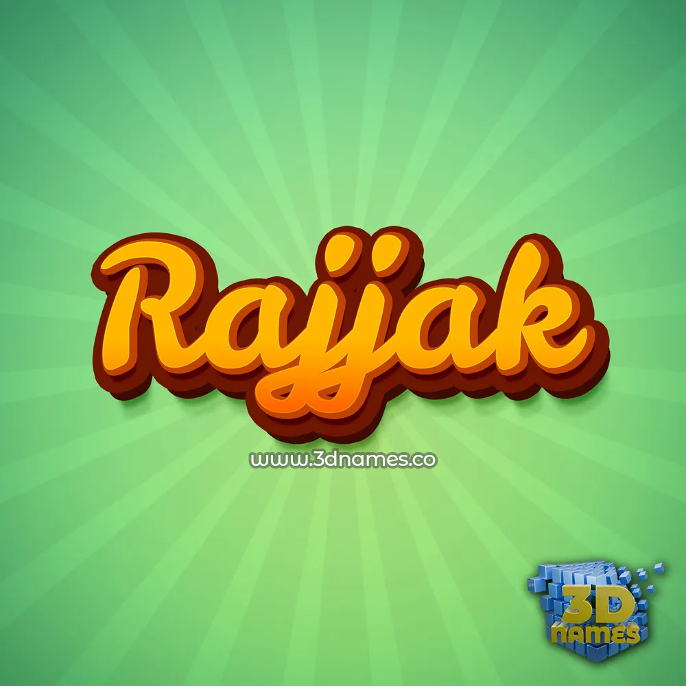 rajjak in Green Rays style - 3D name wallpaper
