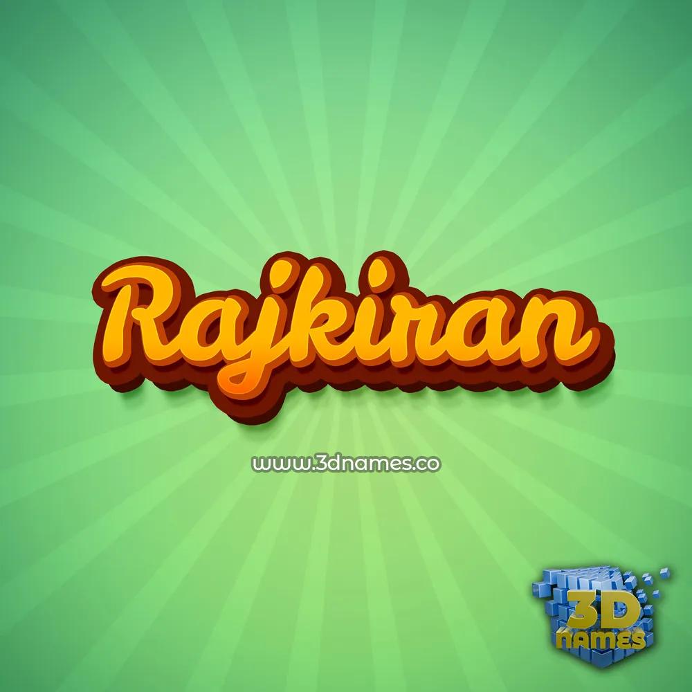 rajkiran in Green Rays style - 3D name wallpaper