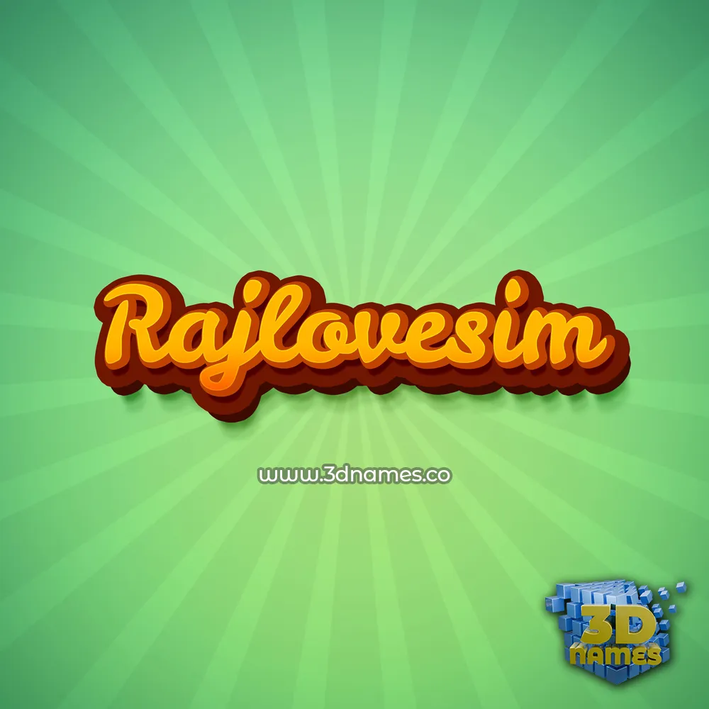 rajlovesim in Green Rays style - 3D name wallpaper