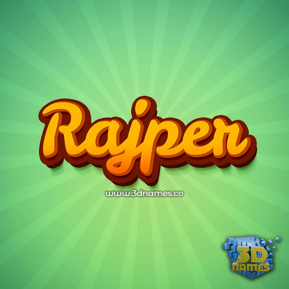 rajper in Green Rays style - 3D name wallpaper