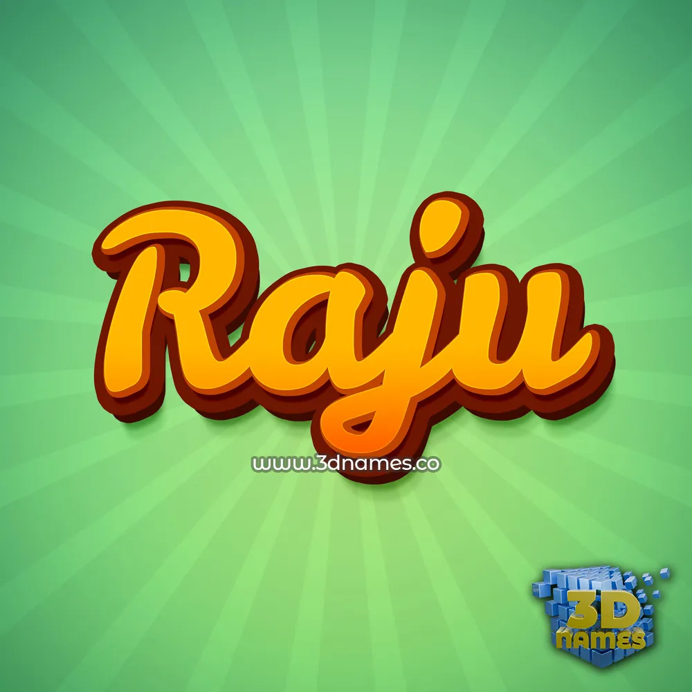 raju in Green Rays style - 3D name wallpaper
