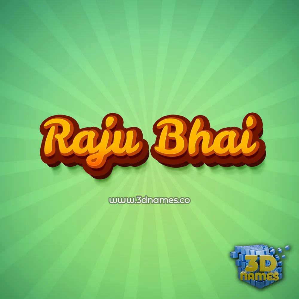 raju bhai in Green Rays style - 3D name wallpaper