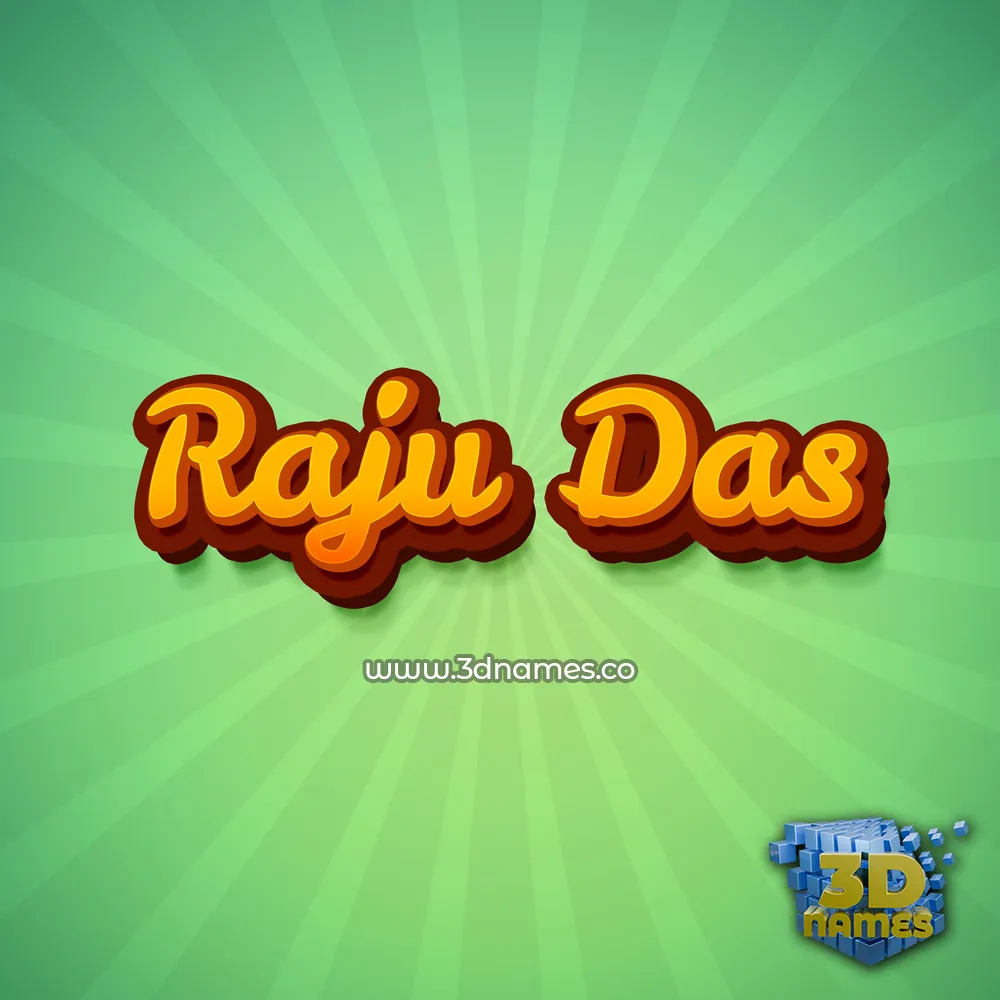 raju das in Green Rays style - 3D name wallpaper