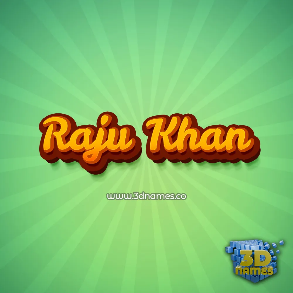 raju khan in Green Rays style - 3D name wallpaper