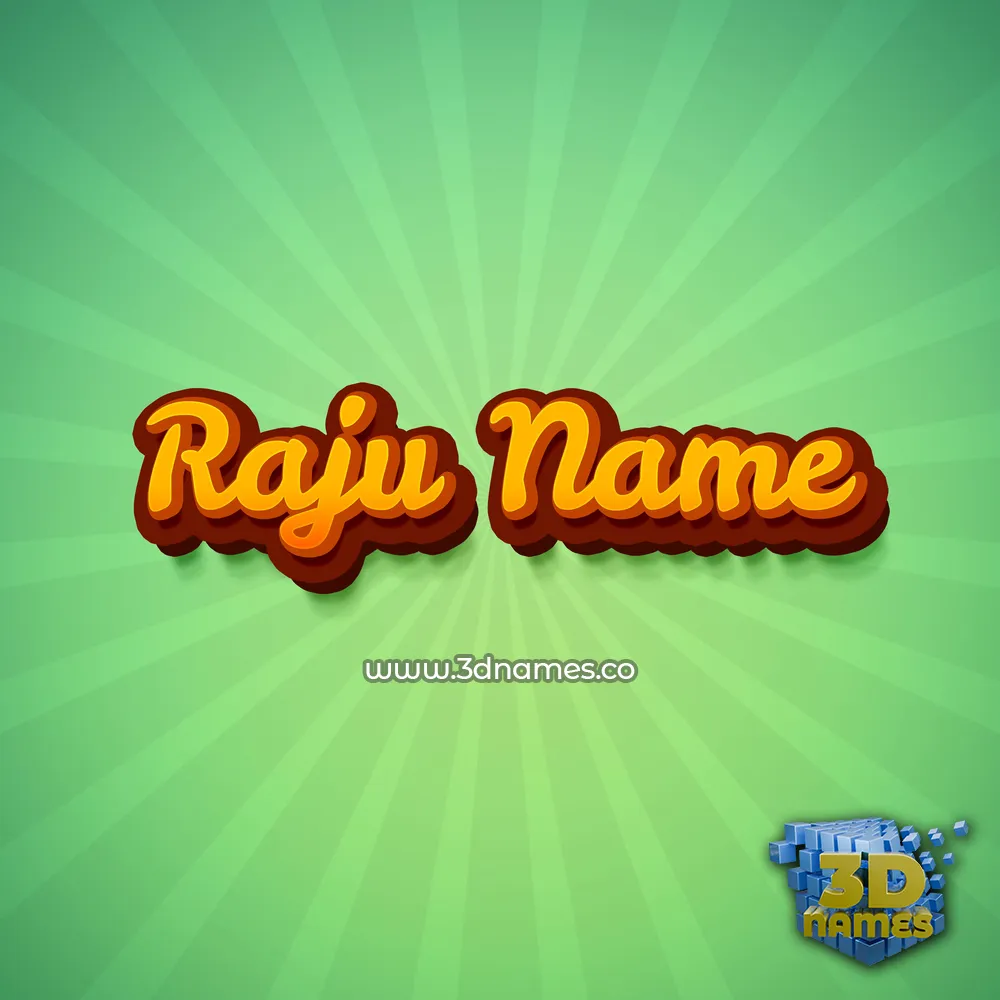 raju name in Green Rays style - 3D name wallpaper