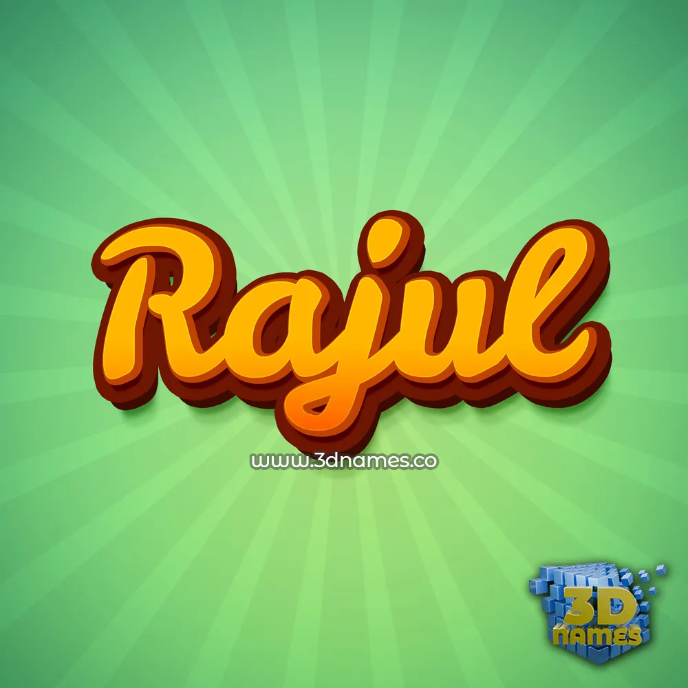 rajul in Green Rays style - 3D name wallpaper