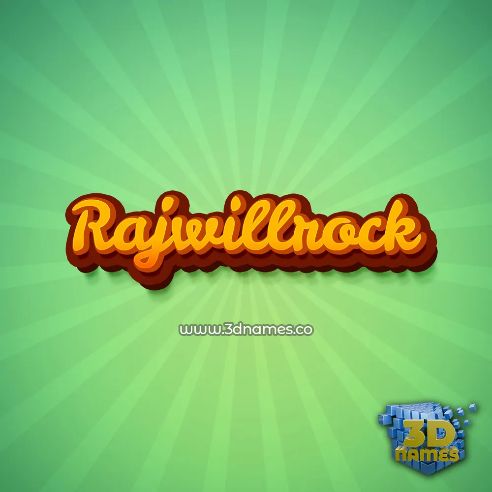 rajwillrock in Green Rays style - 3D name wallpaper