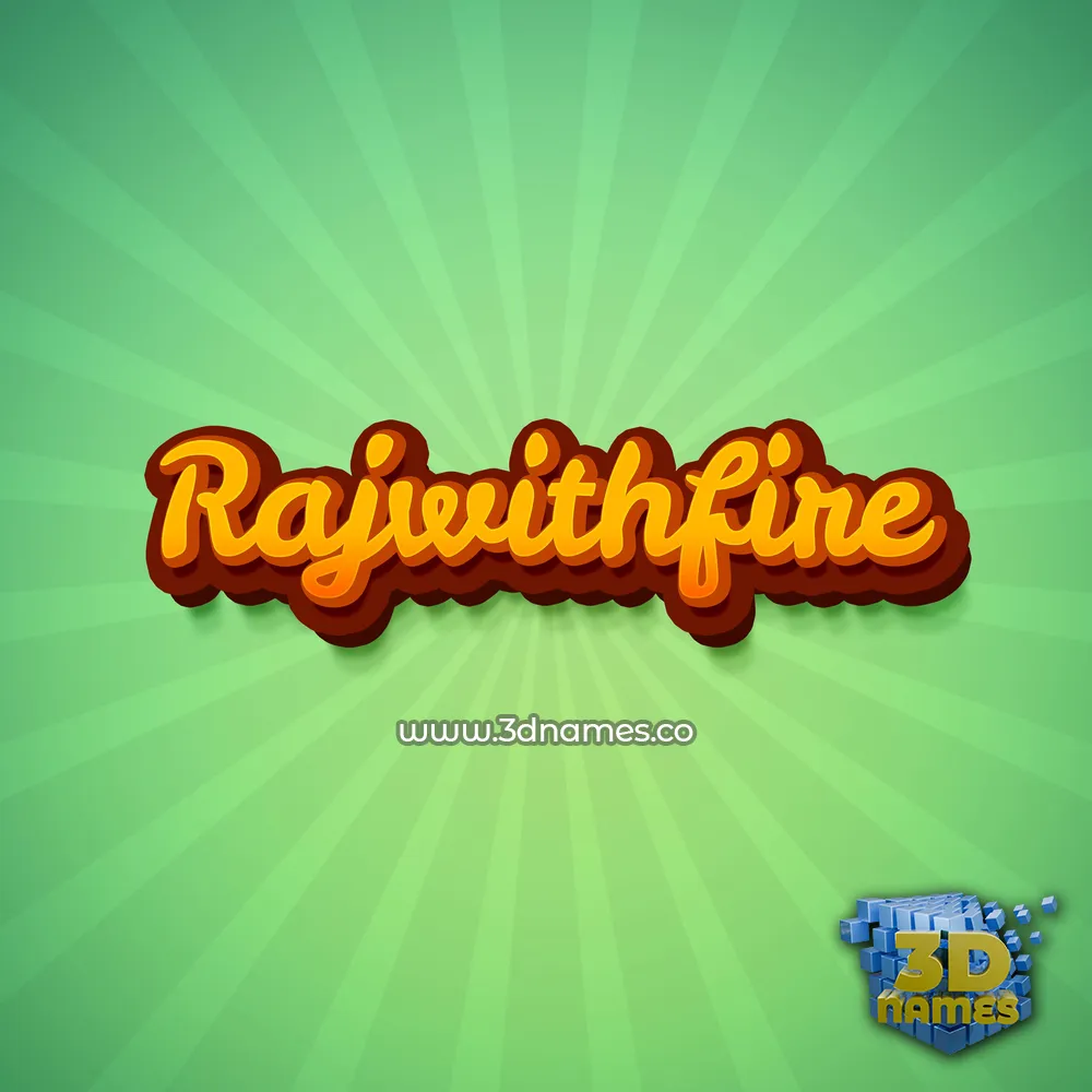 rajwithfire in Green Rays style - 3D name wallpaper