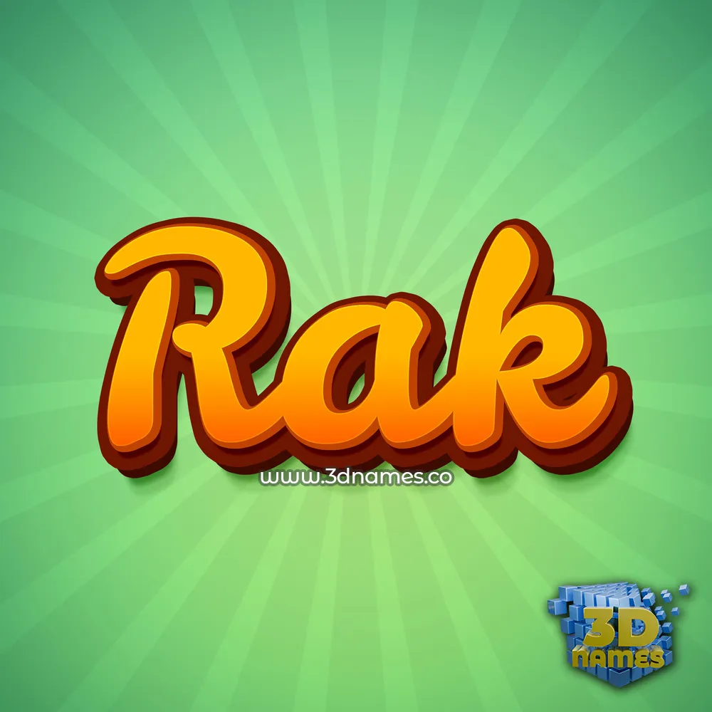 rak in Green Rays style - 3D name wallpaper