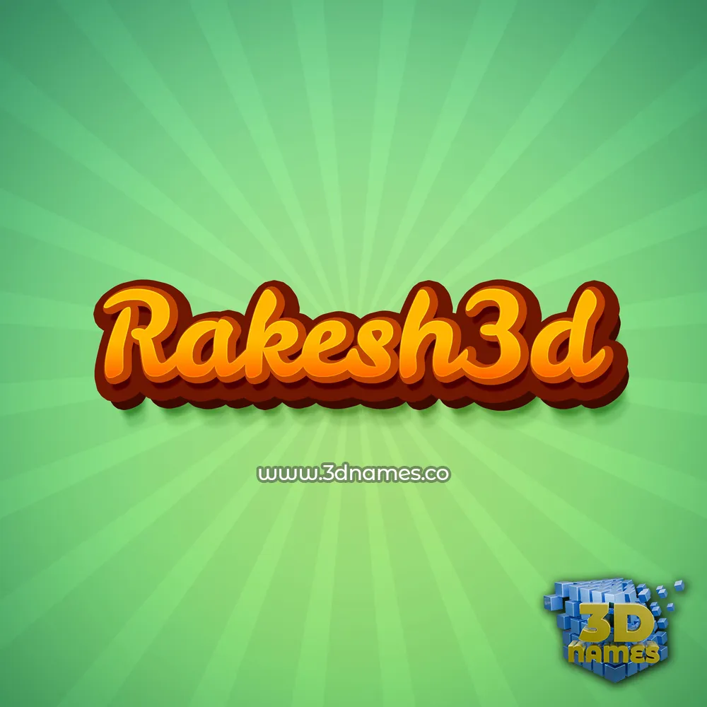 rakesh3d in Green Rays style - 3D name wallpaper