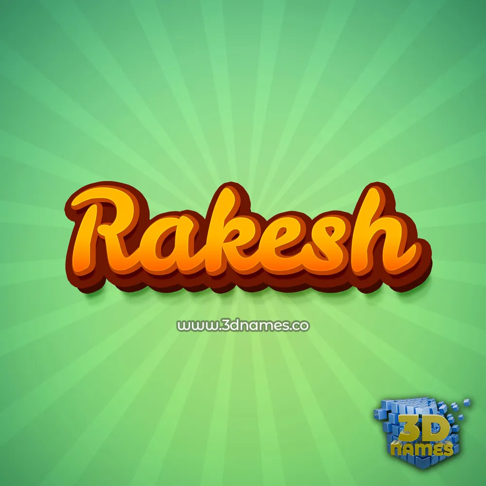 rakesh in Green Rays style - 3D name wallpaper
